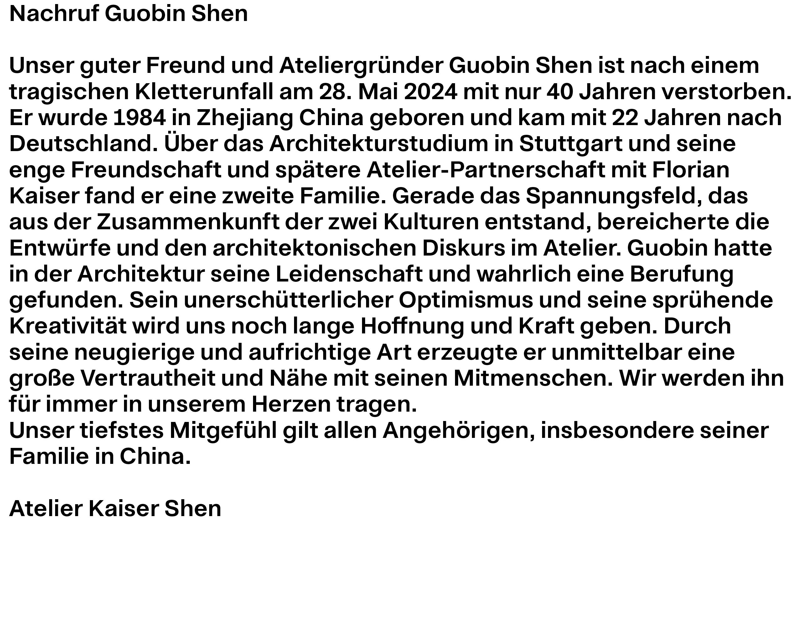 Guobin Shen * 01.03.1984  † 28.05.2024